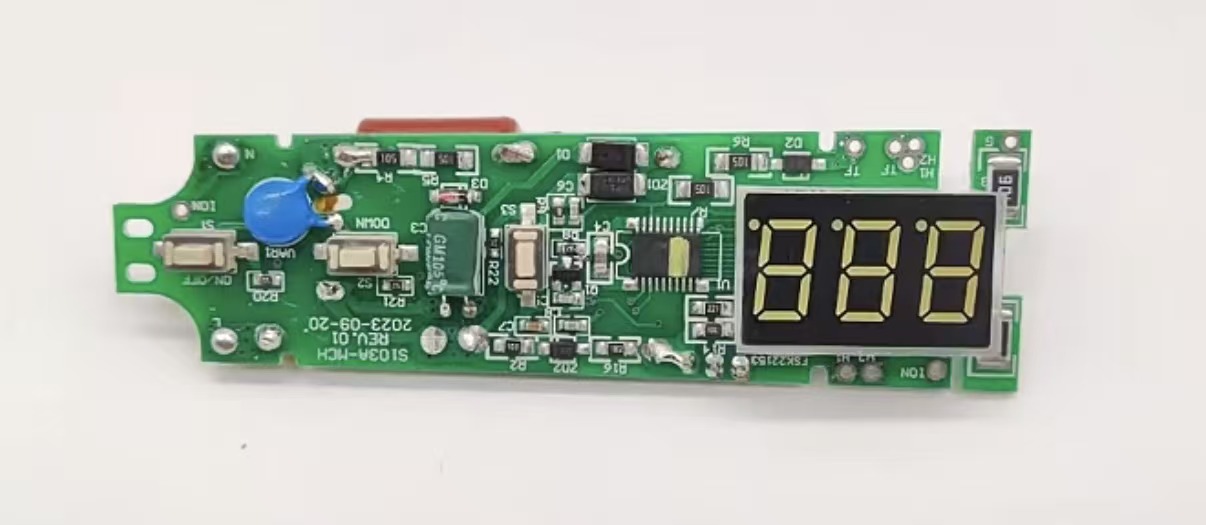 Hair straightener digital display control board